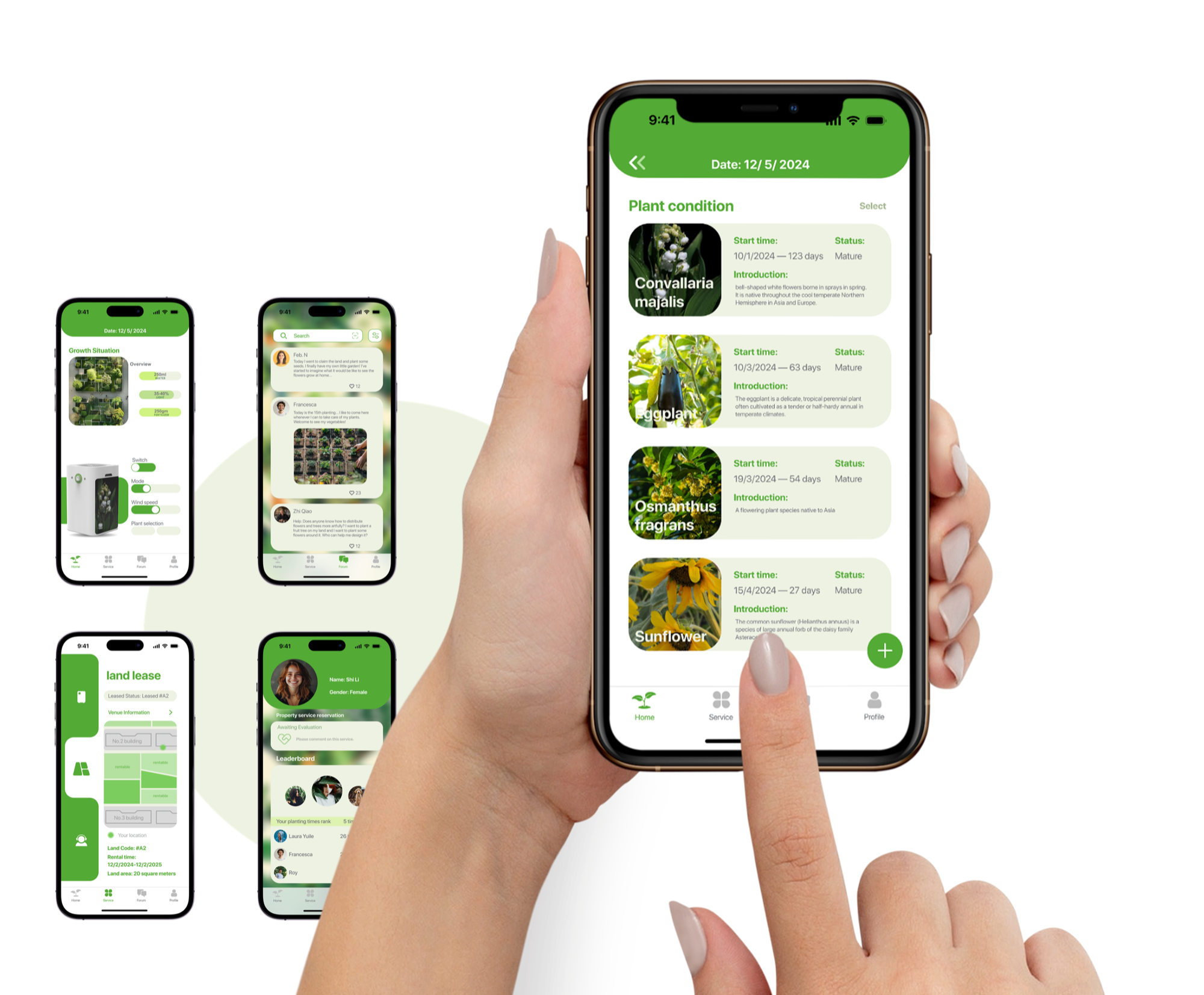 Mobile interface prototypes for plot access, plant records and community updates
